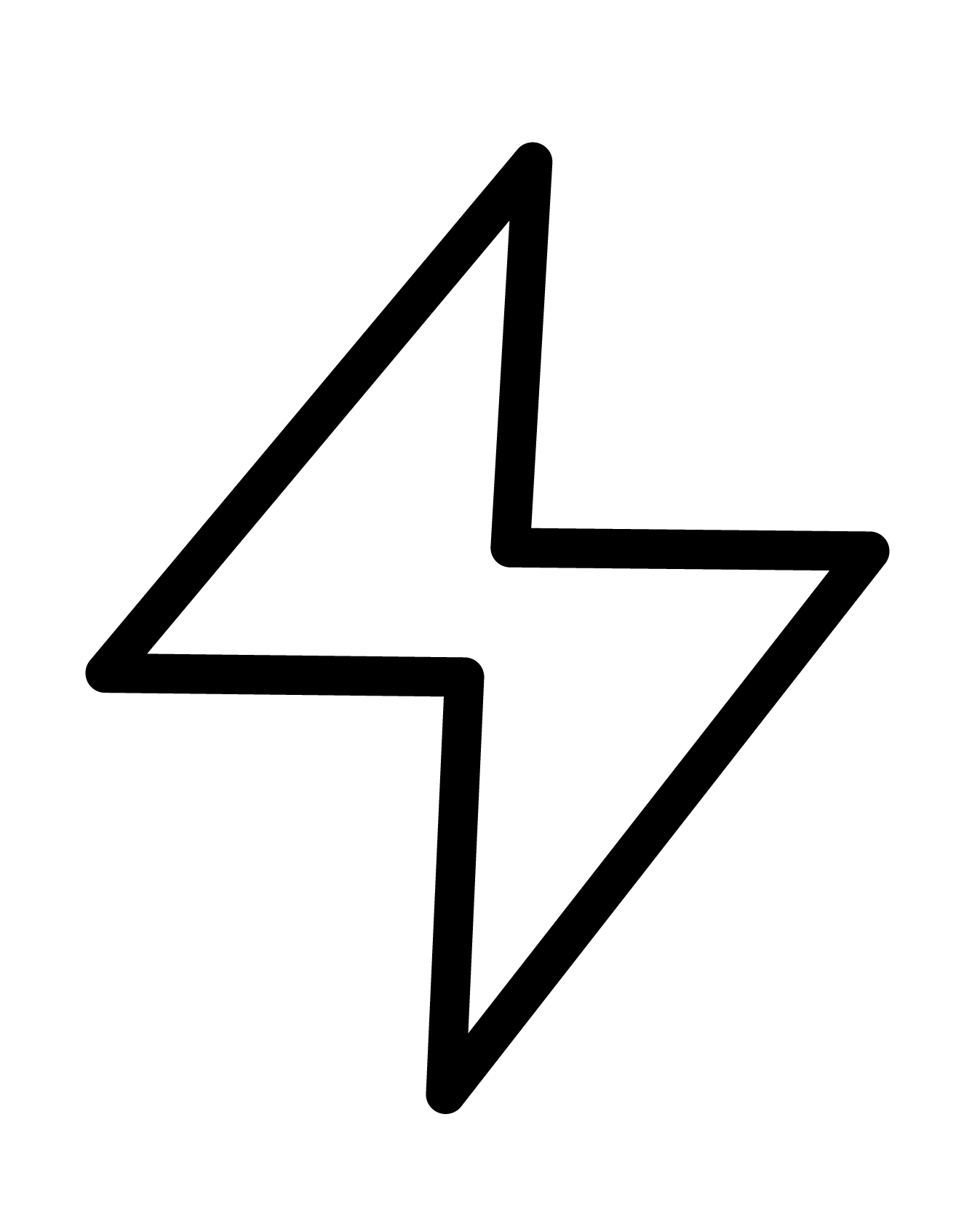 Black outline of a lightning shape on a white background