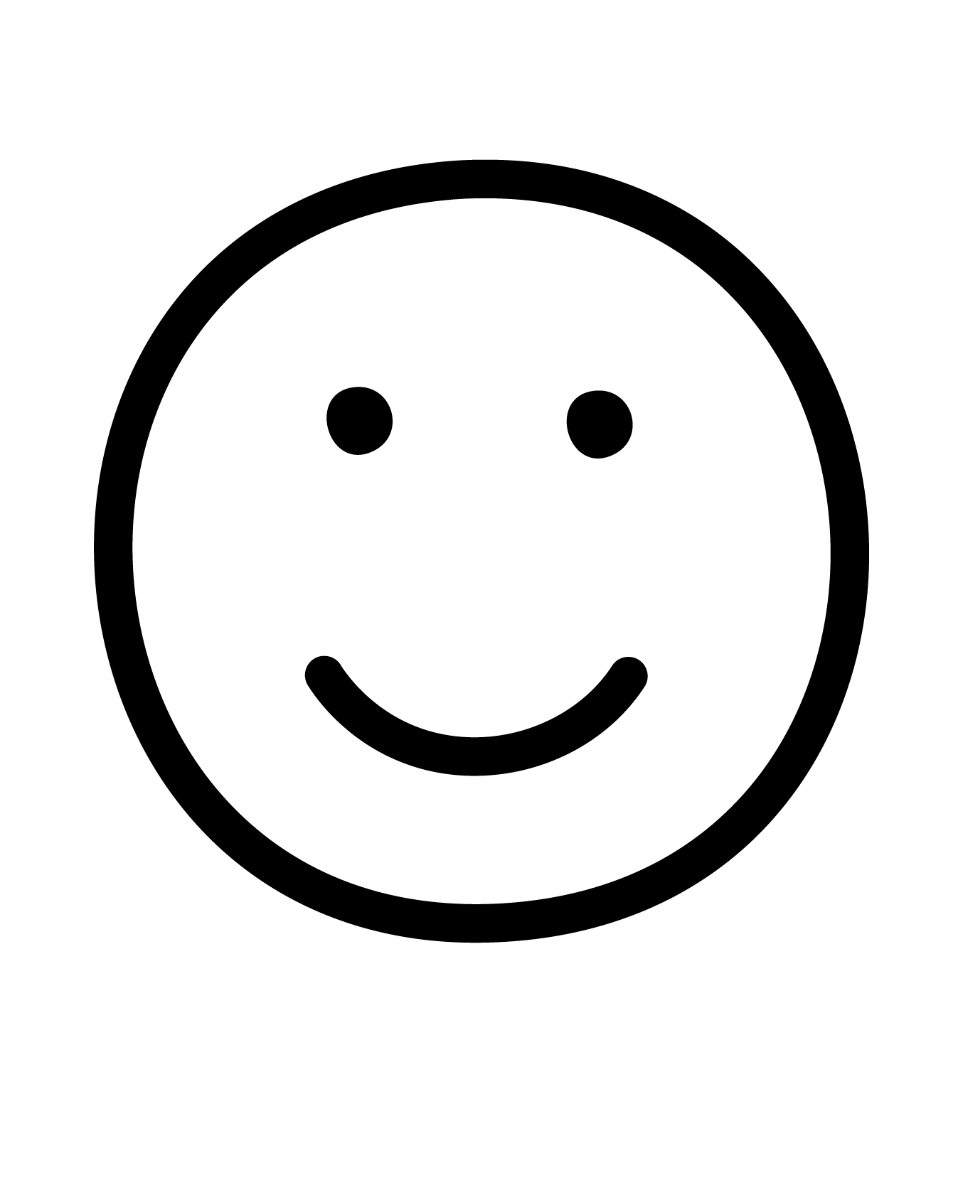Black smiley face icon on a white background