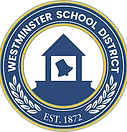 Westminster School District logo with a blue and yellow color scheme.