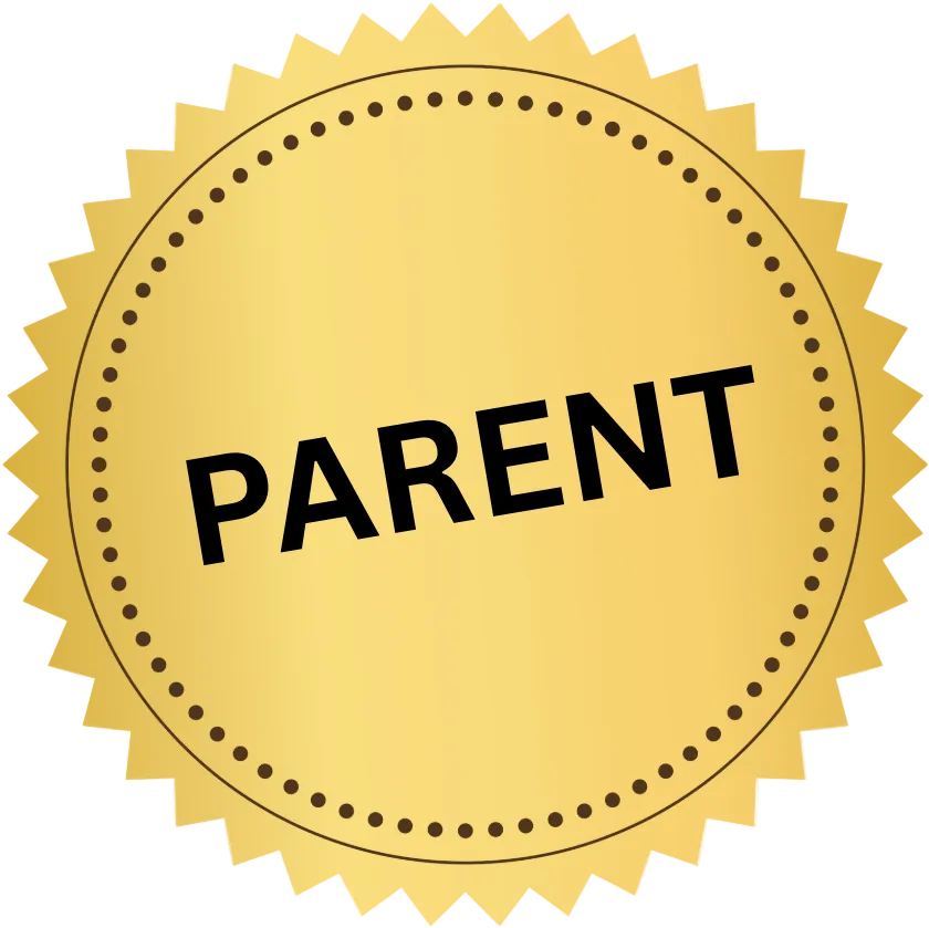 Gold badge with PARENT text on a white background