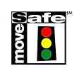 Logo of safemoves with red, yellow, and green lights on a black background